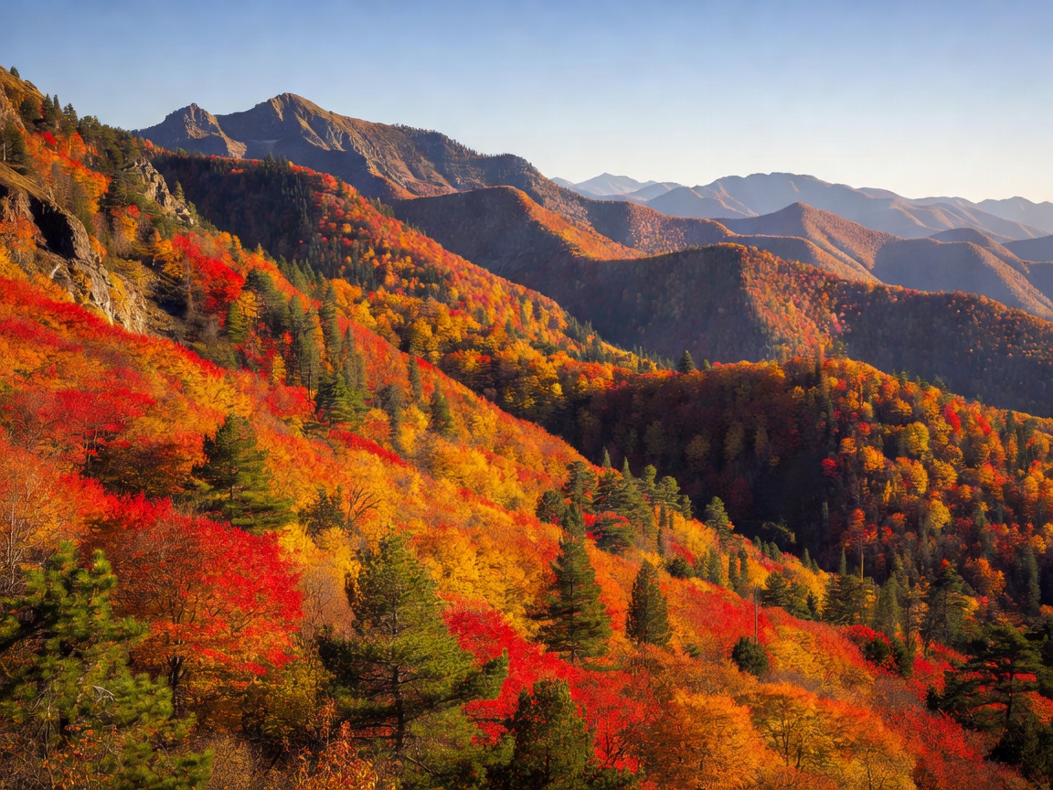 Colourful mountain scenery of Autumn