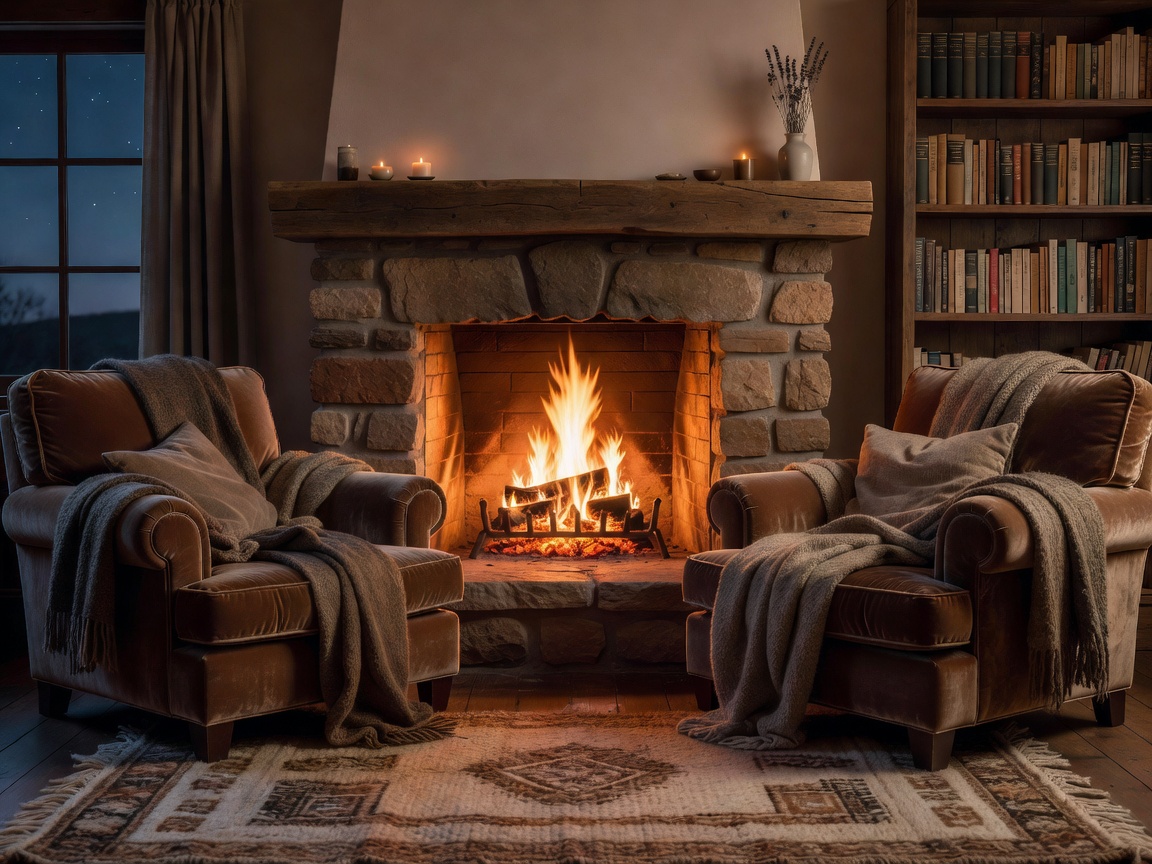 Cozy fireplace setting for relaxed evenings