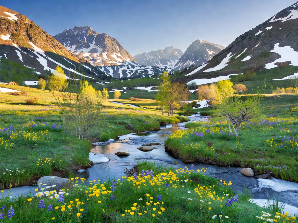 Fresh mountain landscapes of Spring