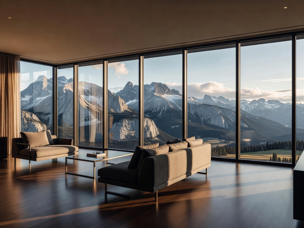 Premium Panorama Suite with large windows overlooking the mountains