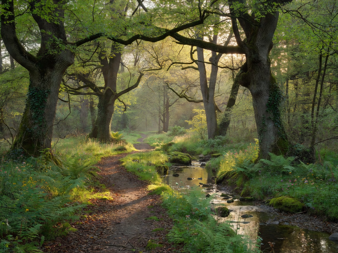 Quiet forest setting depicting nature days