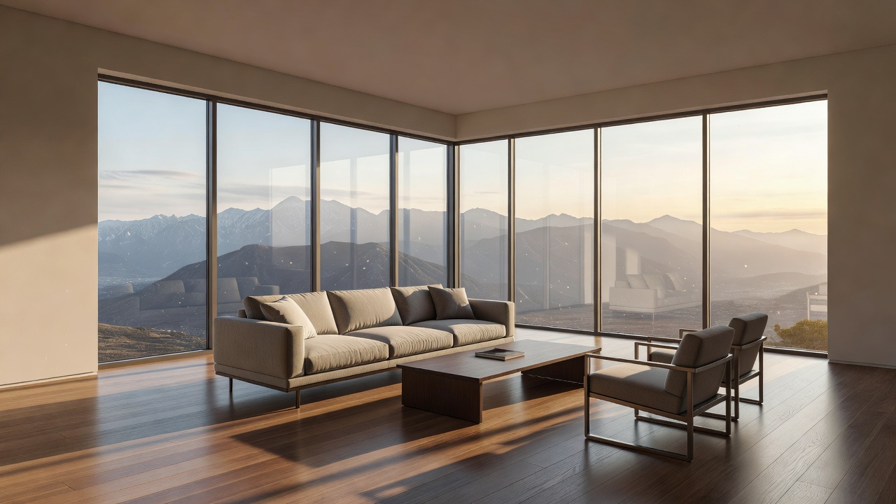 Real interior of the Panorama Suite with large windows