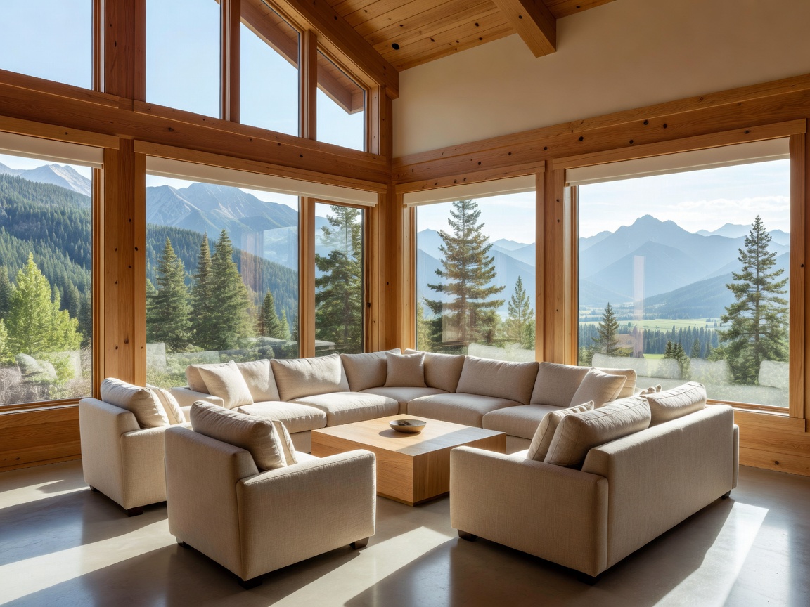 Spacious Mountain Suite interior with seating area and natural light