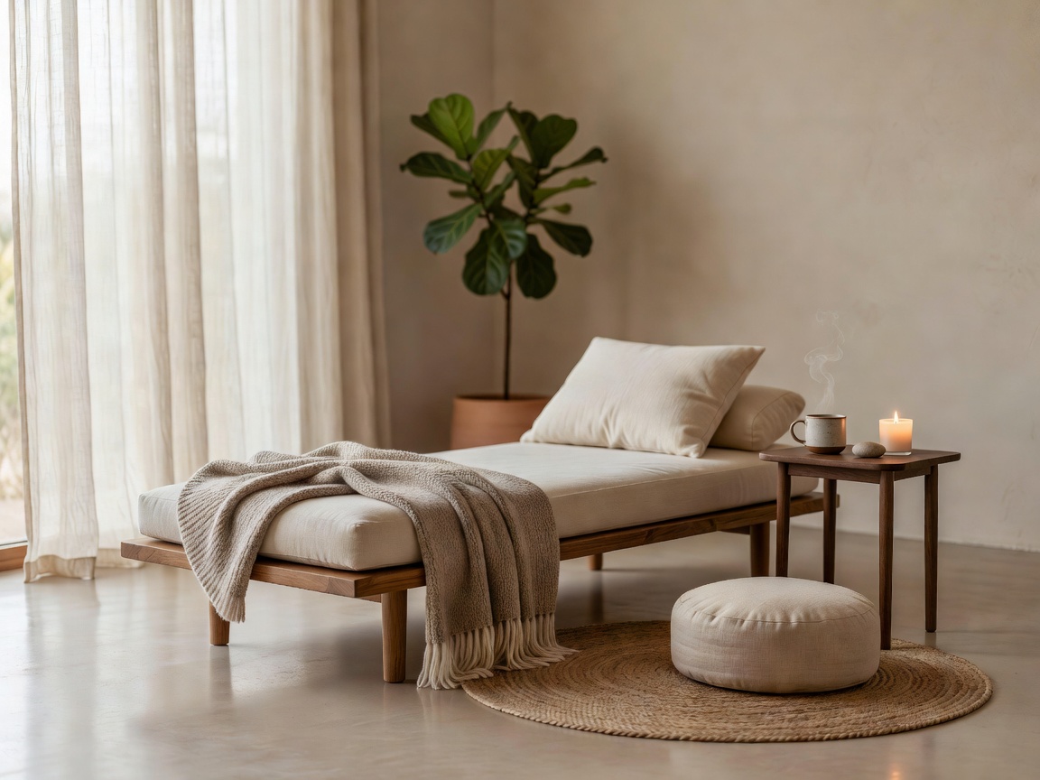 A quiet relaxation space looking out towards nature